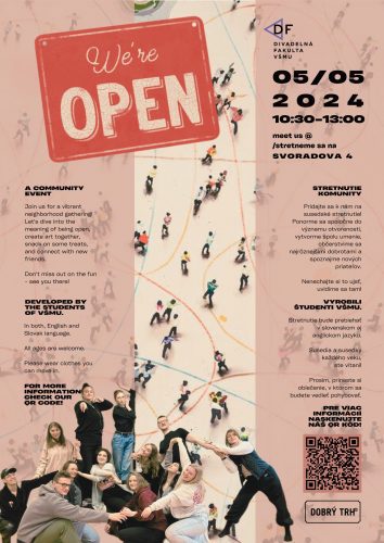 We're Open poster about community event.