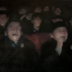 A painting of people laughing